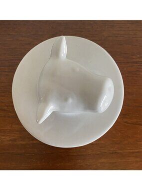 White BW Cow Head Butter Bell Crock Rare